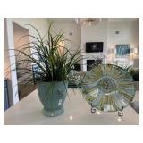 2PC PLANTER W/GREENERY & BOWL