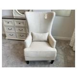 UPHOLSTERED WINGBACK CHAIR & PILLOW