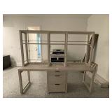 DOUBLE DESK W/ SHELVES