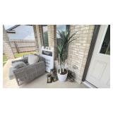 5PC OUTDOOR FAUX PLANTS & LANTERNS