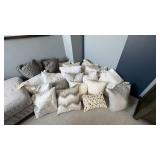 ASSORTED PILLOWS & THROW BLANKET