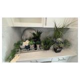 ASSORTED FAUX PLANTS & TRAYS