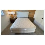 4PC QUEEN HEADBOARD, MATTRESS SET & FRAME
