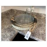 3PC METAL TRAYS & PITCHER WITH 3 GLASSES