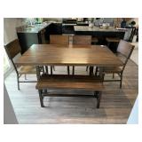 DINING TABLE W/ 4 CHAIRS/BENCH
