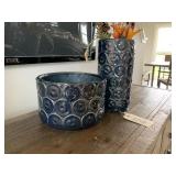 DARK BLUE METALLIC VASES- 2PC