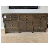 MEDIA CABINET W/ PLUG HOLES & 6 DOORS