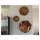 BURNT ORANGE WALL FLOWERS- 3PC