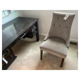 TAN UPHOLSTERED ARM CHAIR