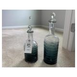 BLUE GLASS VASES- 2PC- 16"H, 12.5"H