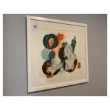 SQUARE ORANGE/TEAL PRINT- 28"