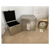 DECO STORAGE BOXES & GOLD CLOCK- 3PC