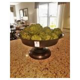 DECO STANDING FLAT BOWL W/ FAUX ARTICHOKES
