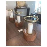 HURRICANE CANDLES W/ CANDLES 3PC 13"H X 8.5"DIA