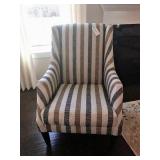 STRIPED GRAY, TAN & WHITE ROBIN BRUCE ARM CHAIR
