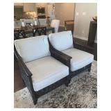 DARK BROWN BRAXTON CULLER RATTAN CHAIRS W/ CREAM