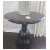 DARK WOOD POWELL PEDESTAL SIDE TABLES 26"DIA X