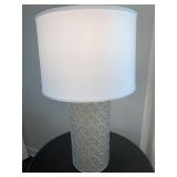 GRAY TABLE LAMPS W/ WHITE SHADES 29"H