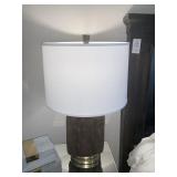 TEXTURED DK GOLD TABLE LAMPS W/ WHITE SHADES 29"H