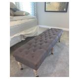 UPHOLSTERED MUSHROOM GRAY SAFAVIEH BENCH W/ WOOD