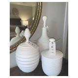 DECO WHITE URNS 12"H, 14"H, 20"H