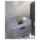 GRAY W/ GOLD ACCENTS DECO BOXES 2PC