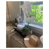 DECO ORCHID, GLASS URN, HAT, UMBRELLA & ASST BATH