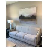 CREAM SOFA W/ NAILHEADS (SPOT ON CUSHION) WOOD