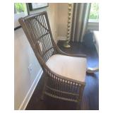 BROWN RATTAN CHAIR W/ WHITE CUSHION (SPOT ON