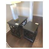DARK WOOD NESTING SIDE TABLES 25"L X 19"W X 25"H,