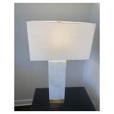 WHITE W/ GOLD ACCENTS TABLE LAMPS W/ WHITE SHADE