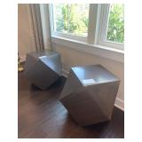 BROWN GEOMETRIC-SHAPED SIDE TABLES 26"W X 26"L X