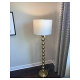 BRASS STANDING LAMP W/ WHITE SHADE 57"H