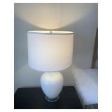 WHITE TABLE LAMP W/ WHITE SHADE 27"H
