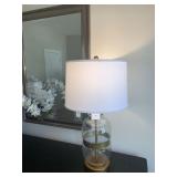 GLASS & GOLD TABLE LAMP W/ WHITE SHADE 29"H