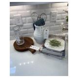 CUTTING BOARD, WATER CARAFE, PITCHER, ASST KTCHEN