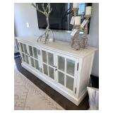 CREAM HUTCH W/ GLASSPANE DOORS 80"L X 18"W X 36"H