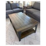 WOOD & METAL COFFEE TABLE W/ ADJUSTABLE TOP 52"L