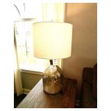 SILVER TABLE LAMP W/ WHITE SHADE 31"H