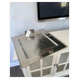 DECO SQUARE METAL TRAY W/ HANDLES 22" X 22"