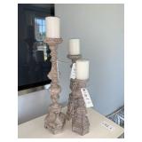 CANDLES W/ CANDLESTANDS 3PC 27"H, 23"H, 18"H