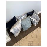 ASST BLUE, GRAY & WHITE THROW PILLOWS 6PC