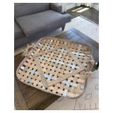 SQUARE FLAT WOVEN TRAY W/ ROPE HANDLES 31" X 31"