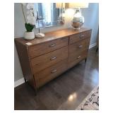 BROWN WOOD CHEST OF DRAWERS 64"L X 18"W X 37"H