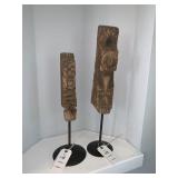 WOOD FINIALS ON METAL STANDS 2PC 18"H, 21"H