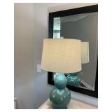 TEAL TABLE LAMP W/ CREAM SHADE 31"H