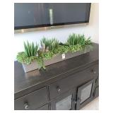 DECO METAL PLANTER W/ DECO PLANTS 36"L X 4"W X