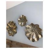 GOLD FLOWER WALL ART 12"DIA, 15"DIA, 19"DIA 3PC