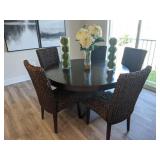 6pc-wood table with seagrass chairs