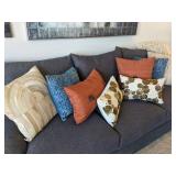 9pc-decorative pillows & throw beige blanket